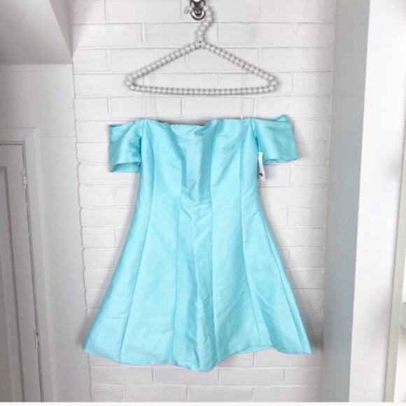 Do + Be NWT Off Shoulder Blue Formal Dress - Picture 2 of 12